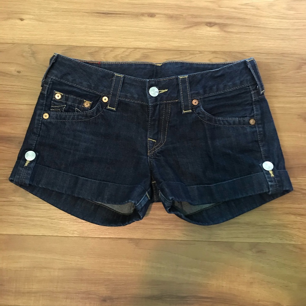 True Religion Jess Cuffed Denim Short Sz 28